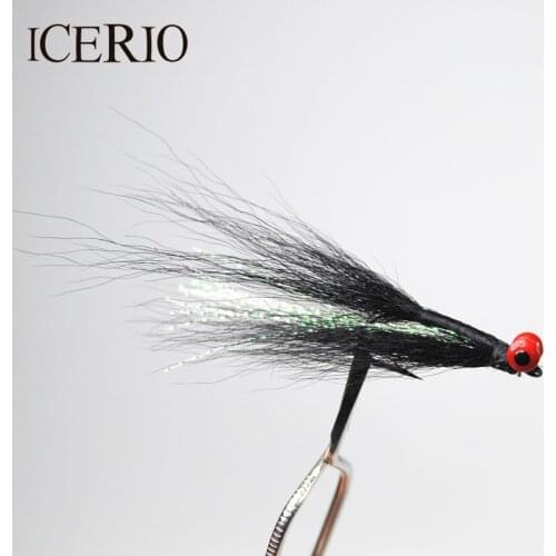 ICERIO 10PCS #4 Dumbell Eyes Black Crazy Charlie Fly Bonefish Redfish Flies Fishing Lure Deep Minnow Saltwater Fly