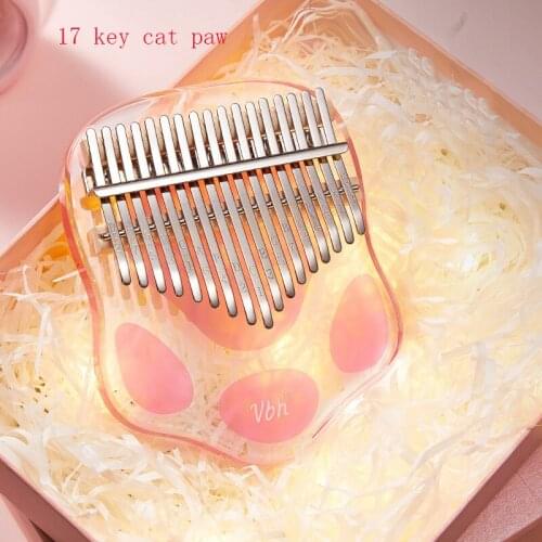 17/21 Keys Kalimba Transparent Thumb Piano Musical Instrument Beginners Children Finger Piano with Piano Bag Tuning Hammer KLB16