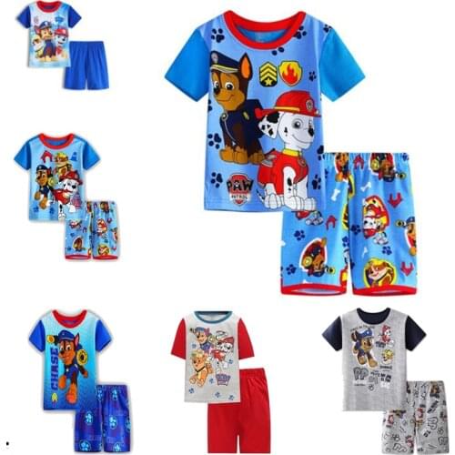 Paw Patrol Children Clothes Set T-shirt Kids Clothing Summer Pajamas Casual Cartoon Cotton Boys Home Shorts Tops Panties
