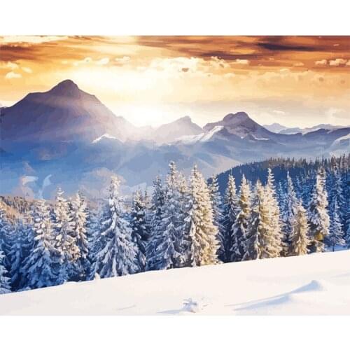 Winter landscape Scenery DIY Painting By Numbers Big Sizes Propylene Oil Painting Special Gift Art Home Decoration 60x75cm