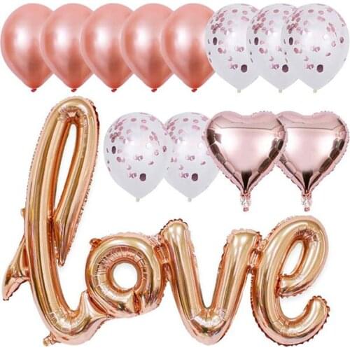 Love Letter Balloons Set - Love Balloon Latex Balloons Confetti Balloons Heart Foil Balloon for Wedding Bridal Shower Birthday