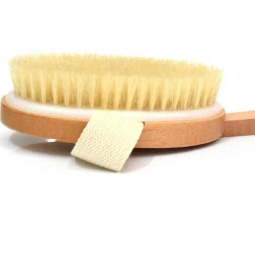 Natural Long Wooden Bristle Body Brush Massager Bath Shower Back Spa Detachable Scrubber SANA889