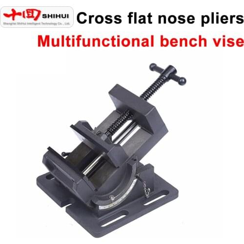Small 4-Inch Precision American-Style Cross Flat Vise Multifunctional Bench Vise Milling Machine Lathe Machine With Clamps