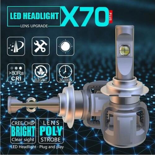 New Car Headlight Bulbs W/CREE XHP70 Chip Self Lens 120W 15600LM 6000K H7 H4 H1 9005 Led Bulb Kit For Auto LED Headlight Turbo