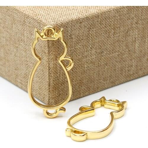 Frame DIY Necklace Keychain UV Epoxy Hollow Frame Jewelry Accessories Cat Back Shape Alloy Metal 10pcs/Bag Pendant Base