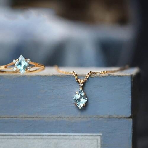 Designer original new natural topaz diamond clavicle necklace pendant Japanese temperament cold wind ladies silver jewelry