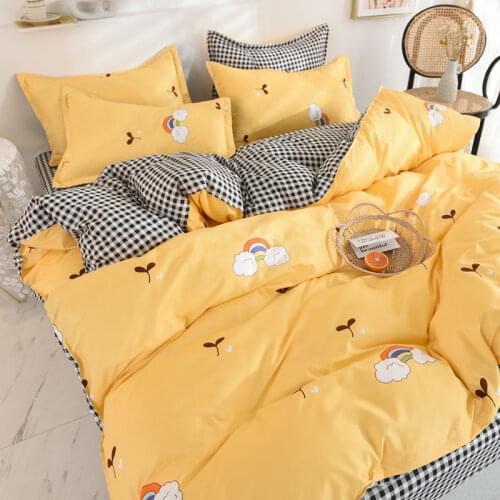 Duvet Cover Bedding Sets Flat Sheet Pillowcase Girls Boys Bed Linen Kids Gird Rainbow Winter King Single Full Size Set 2021