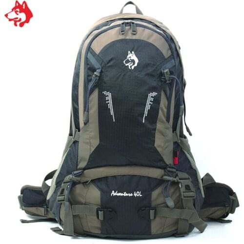 Medium capacity 40L Green/Orange/Grey anti-tearing nylon hiking backpack outdoor sporting camping backpacks