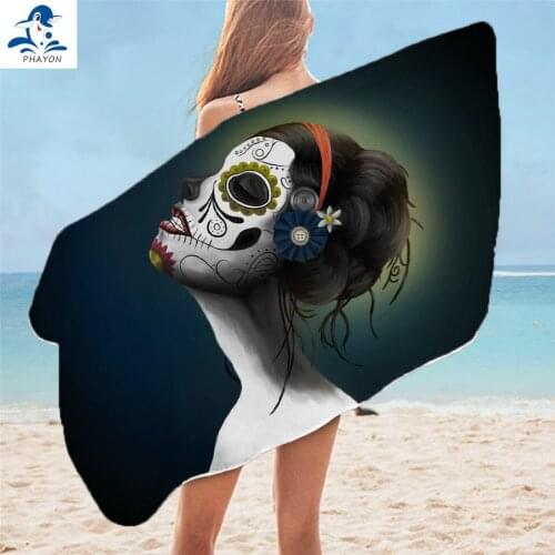 PHAYON Surf Poncho Skull Women Microfiber Bath Towel Large Beach Towels Soft Beach Mat Quick Dry SwimmingTowel for Adults