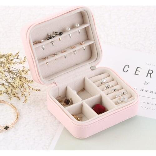 Portable Mini Jewelry Box,Leather Cosmetic Organizer,Make Up Ring Earring Travel Bag,Organizador De Maquillaje,PU Storage Boxes