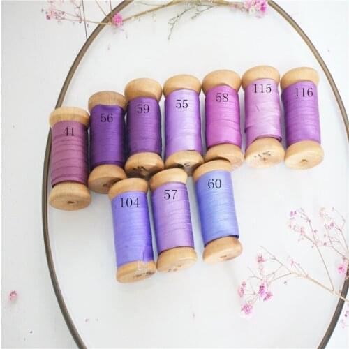 7mmX10m/roll by woodenspool 100% pure silk embroidery ribbon thin taffeta silk ribbon habotai hand dyed silk satin ribbon