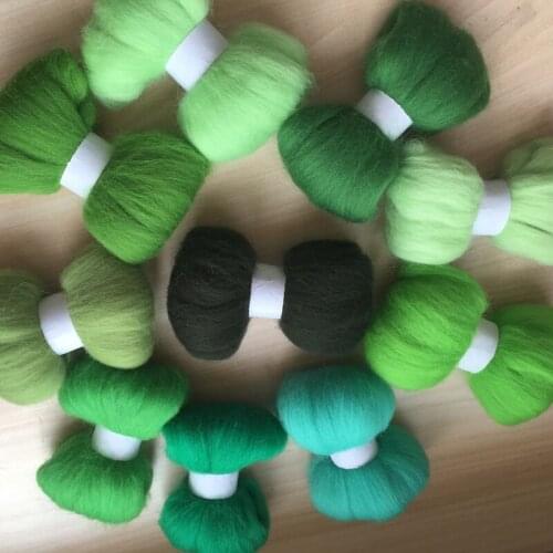 Wool needle felting poke fun DIY roving felt 100% merino wool fiber green color 10g/10pcs/lot