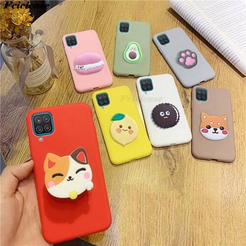 For Samsung Galaxy A12 5G Silicone Case 3D Cartoon Phone Holder Cover For Galaxy A12 SM-A125 SM-A125M SM-A125N Soft Stand Bag