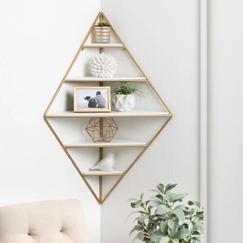 Nordic simple iron wall shelf multifunctional storage rack on wall corner of living room room bedroom display rack organizer