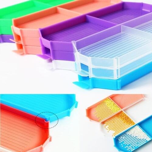 Foldable Large Capacity Point Drill Diamond Painting Tray Plate Embroidery Tool White Plastic Tray Large Kit