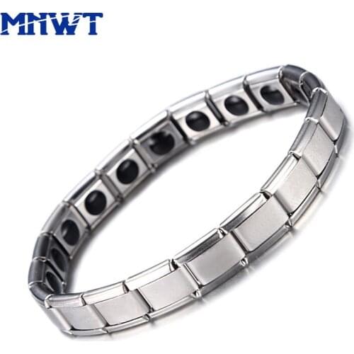MNWT High Quality Healthy Magnetic Germanium Male Bracelets & Bangles Stainless Steel Golden Body Care Bracelet Men Gifts