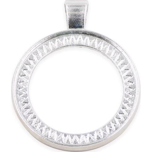 ZHUBI 1PC Jewellery Bezel Pendant Blank Tray Double Sides 40MM Zinc Alloy for Glass Gem Cameo Cabochons Diy Jewelry accessories