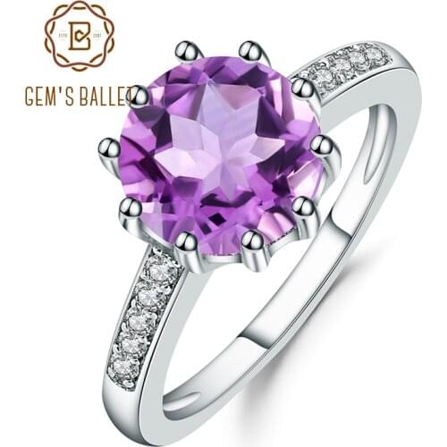 Gems Ballet 2.66Ct Natural Amethyst Gemstone Wedding Ring 925 Sterling Silver Fine Jewelry For Women Gorgeous Promise Ring