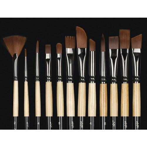 12pcs Giorgione Painting Brushes Set Watercolor Brush Pen Nylon Multi-specification Nib for Paint Marker Artist Art Supplies