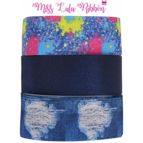 16mm-75mm Cowboy Series Printed Grosgrain/Foe Ribbon Rainbow Lines DIY Festival Party Hair Bow 50yards/roll