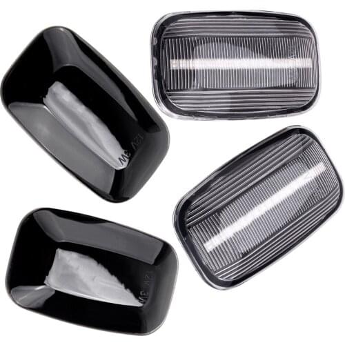 2pcs Car 3W 12V Black/Clear Dynamic LED Side Marker Fender Turn Signal Light fit for Toyota Land Cruiser 70 80 100 Accessories