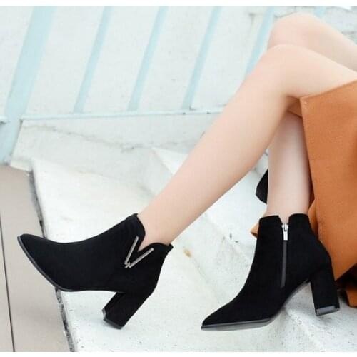 2018New Fashion Women Boots Autumn Winter Boots Classic Zipper Snow Ankle Boots Winter Suede Warm Fur Plush Women Shoes