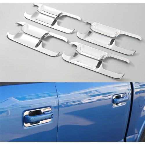 8pcs Silver Chrome Car Door Handle Bowl Covers Trim Stickers ABS Anti-scratching Car Styling Fit For Ford F150 F-150 2015 2016