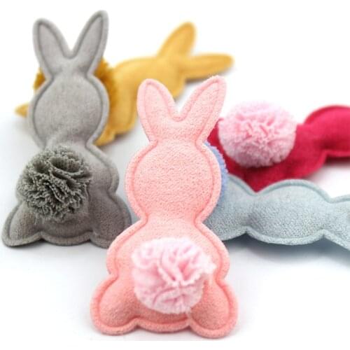 24Pcs 2.6*5.2cm Rabbit Flowers Ball Padded Applique For clothes DIY Childrens hair Clip Hat crafts Decor Ornament Accessories