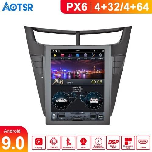 Android 9.0 4GB RAM Tesla style PX6 Car GPS Navigation For Chevrolet sonic sail 2015+ headunit multimedia HD radio tape recorder