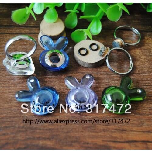 Freeshing! 20set/lot MIX Rabbit vial pendant cover Finger Ring DIY ( glass vial & screw base ring & black rubber ring)