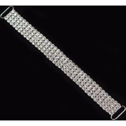 Free shipping4pcs/lot 4 ROWS Full Crystal Rhinestone Bikini Connectors/ Buckle Metal Chain For Swimming Wear Bikini Decoration