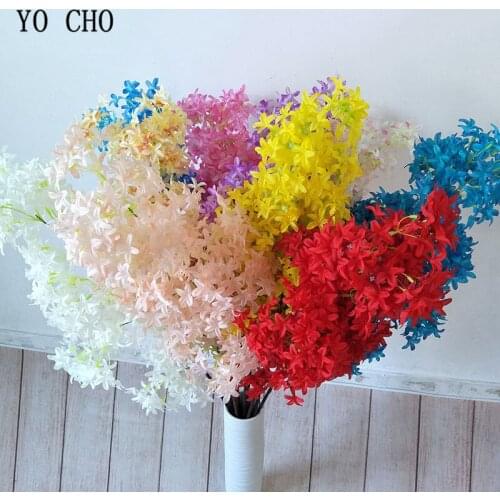 YO CHO Bride Bouquet Artificial Cherry Blossoms 108cm Sakura Silk Flower Wedding Arch Decor Fake Flowers Garden Wall Fence Decor