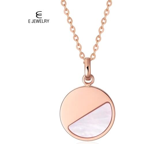 E Jewelry Rose Gold Round Natural Shell Pendant Necklaces for Women Stainless Steel Jewellry Korean Girls Gift 2019