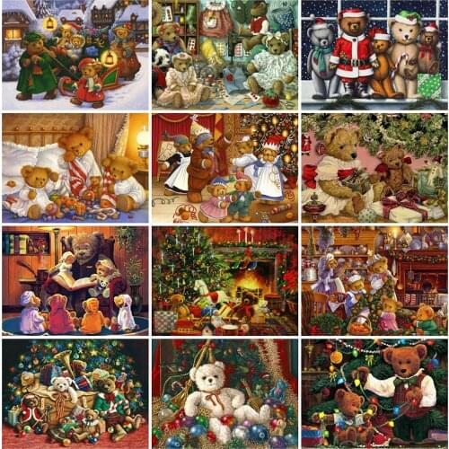 Evershine 5D Diamond Embroidery Christmas Bear Diamond Painting Full Square Cartoon Beaded Needlework New Arrival Home Decor