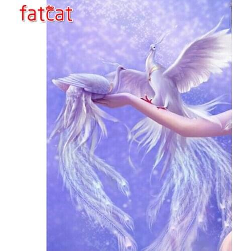 FATCAT White phoenix animals 5d diy diamond painting full square round drill diamond embroidery sale wall decoration AE3063