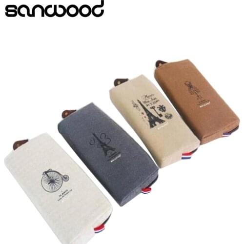 2020 New Retro Canvas Pencil Pen Case Cosmetic Makeup Coin Pouch Zipper Bag Purse Drop shipping