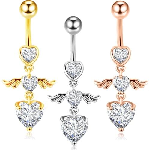 Belly Button Rings for Women Girls Surgical Steel Curved Navel Barbell Rings Body Piercing Jewelry Navel Rings Rose Gold