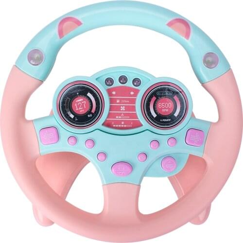 Hot popular plastic model baby steering wheel toy with light and sound analog steering wheel