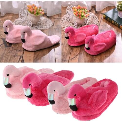 Cute Ladies Teens Plush 3D Flamingo Animal Slippers Home Indoor Shoes Birthday Present