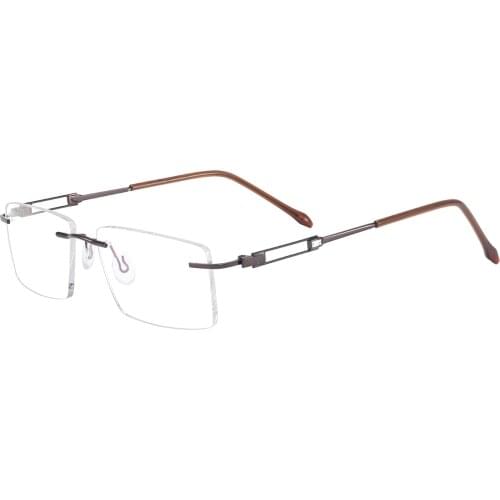 Fashion Metal Lightweight Rectangular Rimless Men And Women Optical Spectacles Frame For Myopia Prescription Lenses