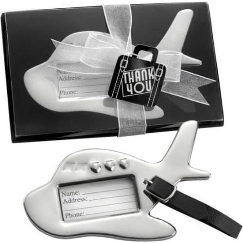 Newest Wedding favors Airplane Luggage Tag in Gift Box with suitcase tag 50pcs wedding gift tag SN137