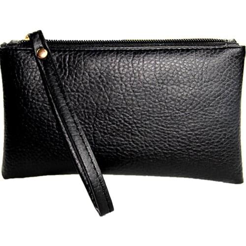 2019 Solid Simple Men Women Wallets PU Leather Bag Zipper Handy Clutch Coin Purse Phone Key Holder Wristlet Portable Handbag