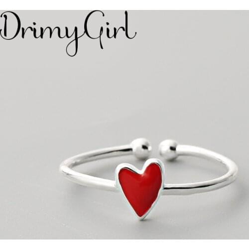 Exaggerated Handmade Red Love Heart Rings Finger Jewelry For Women Retro Gothic Punk Creativity Jewelry 2021