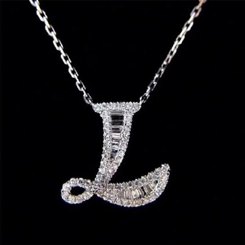 Fashion Initial L Pendant Necklace Letter L Necklace 100%Copper White Gold New Style 2019 Trendy