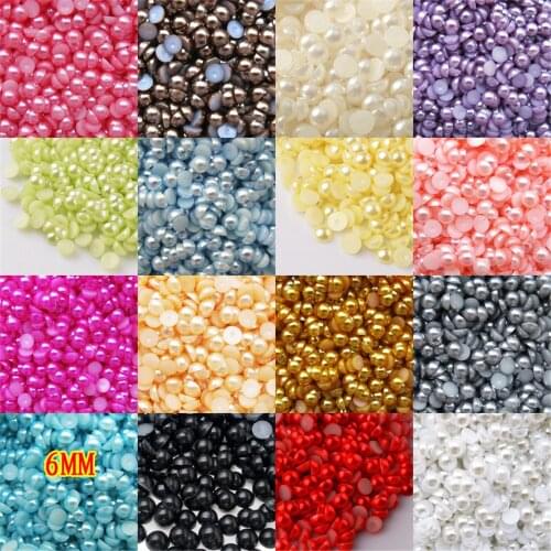 100pcs 6mm Half Round Pearls Flatbacks Embellishments DIY Nail Decorations For Scrapbooking Crafts 15 Colors