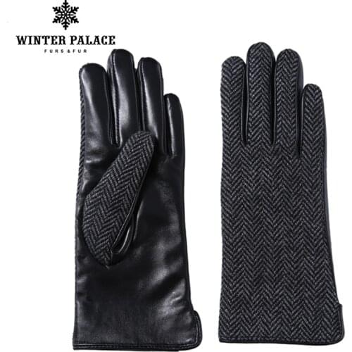 Simple Fashion leather gloves lattice leather gloves women classic genuine leather gloves leather gloves women winter