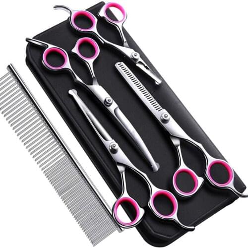 Realtop Hair Scissors 4CR Stainless Steel Safety Round Tip Dog Grooming Scissors Heavy Duty Titanium Coated Pet Grooming Scissor