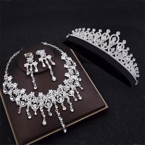 Luxury Bridal Tiaras Crown Wedding Jewelry Sets Necklaces Earrings set Fashion Hair Accessories Headband Necklaces/Earrings set