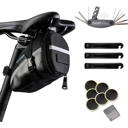 Black Bicycle Tail Bag MTB Road Bike Seat Cushion Bag Cycling Rear Seat Bag Glue-Free Tire Repair Tools Bicycle Repair Suits