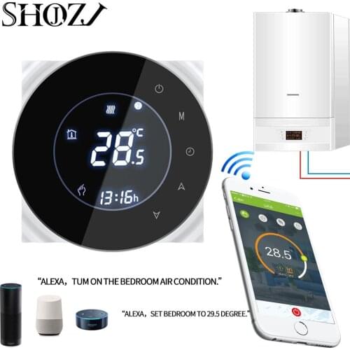 TUYA Alexa Google Home Water/Gas Boiler Thermostat Backlight WIFI Weekly Programmableroom temperature controller 3A